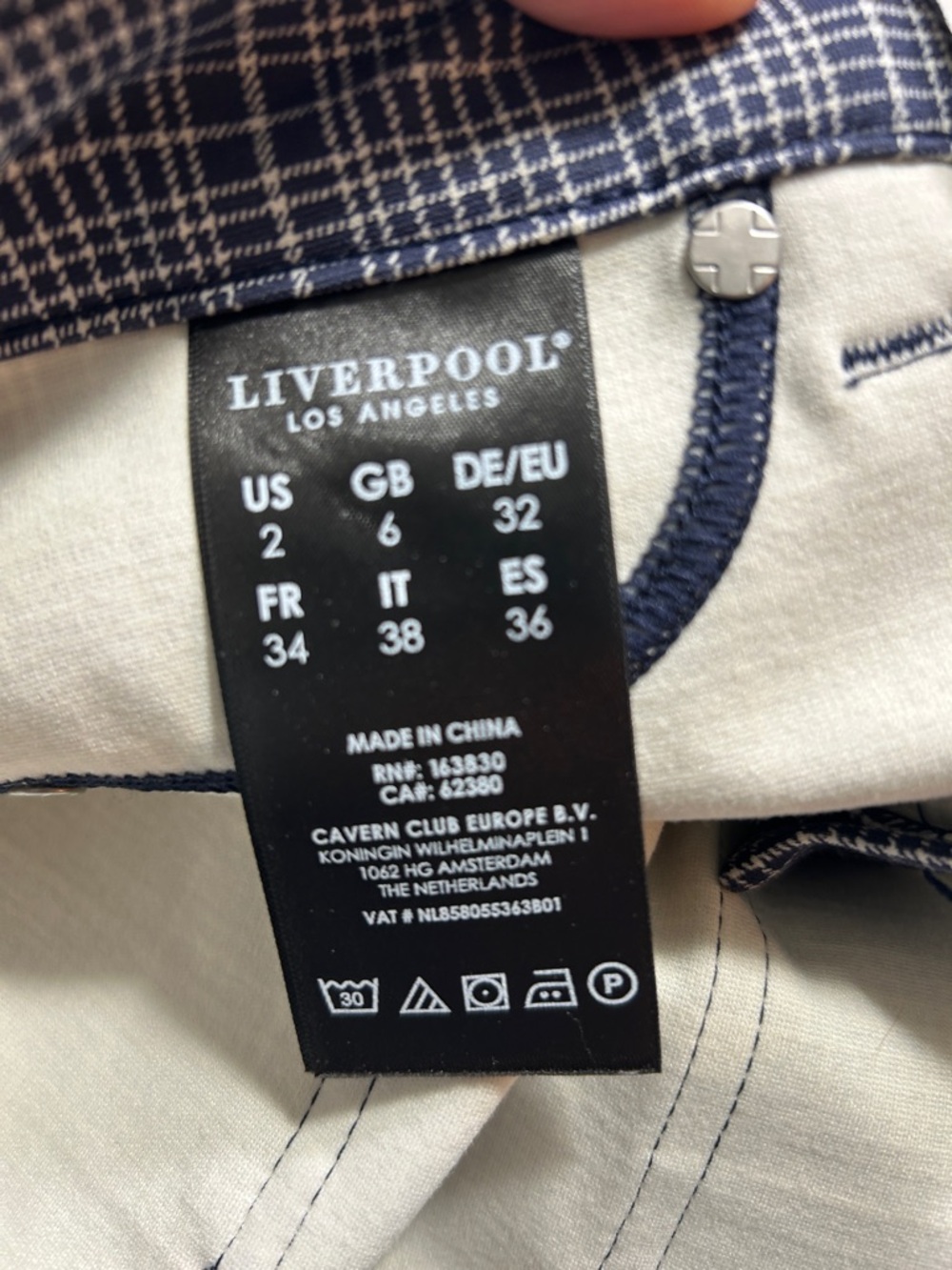Liverpool Navy and White Plaid Pants - Classic Windowpane - Picture 2 of 4